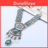 Ethnischer Stil Simulation Edelstein Dekor Damen Metall Halskette Mit Quaste Für Boho Mode Schmuck
