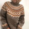 Nordic Knitted Winter Sweater Women High Neck Casual Pullover Tops Jumper