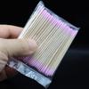 Pink Double-Ended 7cm Cotton Swabs, Multi-Functional 100 Pcs: Tattooing, Eyebrow Correction, Eyeliner, Toothpick, and Nail Art.