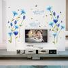 Blue Lily Wall Stickers Self Adhesive Removable Flower Decals for Living Room Bedroom Hallway TV Background Home Decor