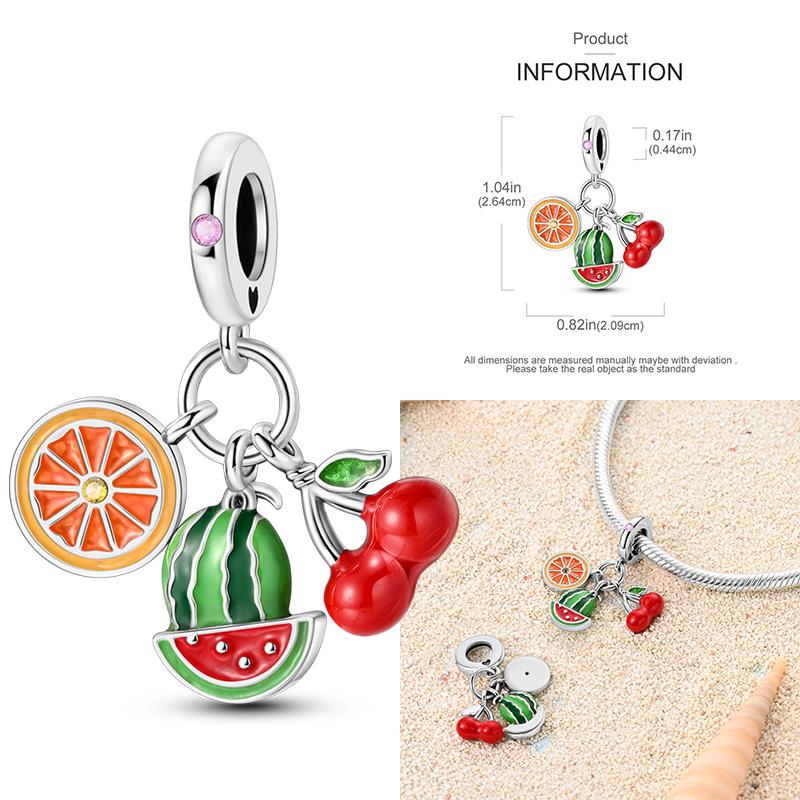 Copper Charms Clock Ocean Sea Turtle Mermaid Heart Shape Beads Fit Original Pan Pendant Bracelet Diy Woman Jewelry