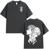New Anime Berserk Guts Swordsman Griffith Graphic T-shirt Harajuku Vintage T Shirt Men Women Oversized Cotton Short Sleeve Tees