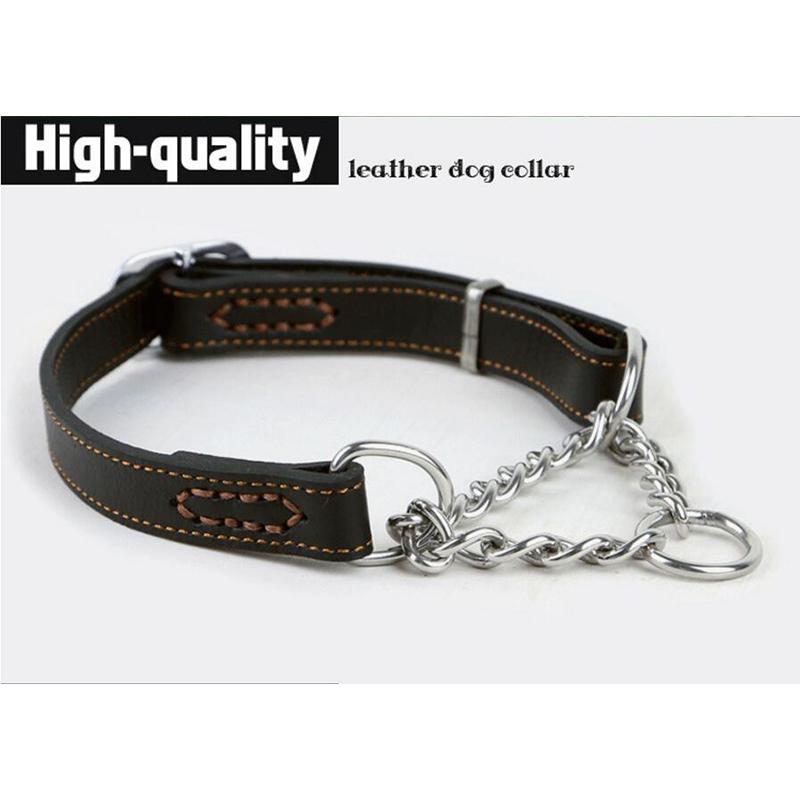 Pet Dog Genuine Leather Collar Cow Leather Dog Martinggale Collars For Medium Large Breeds Pitbull Mastiff Boxer Bully 2.0/2.5cm