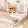 Kinderbett 90x200cm, Lattenrost, Kiefernholz+MDF, Hausform, minimalistisches Styling, Erwachsene/Jugend, Ohne Matratze