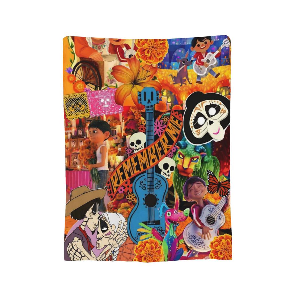 Cartoon Coco Day of The Dead Knitted Blankets  Plush Throw Blankets Bedding Couch Decoration Soft Warm Bedspreads,
