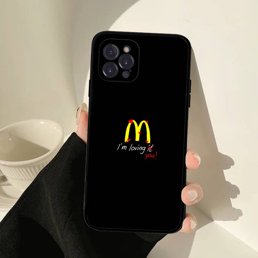 M Famous LOGO M-McDonaldes Phone Case For IPhone 17 16 15 14 13 12 11 Pro Max Plus Mini Soft Black Cover