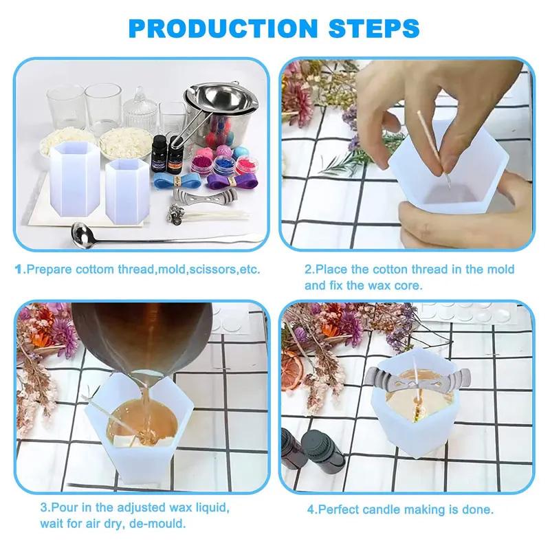1PC Candle Molds for DIY Crafts Wax Candle Making 3D Making Soaps Multi-size Pillar Casting Silicone Moulds Hexagonal Cylinder