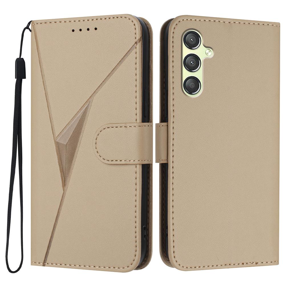 

YX0090 For Samsung Galaxy A34 5G Case Triangle Imprint Leather Phone Cover with Lanyard F