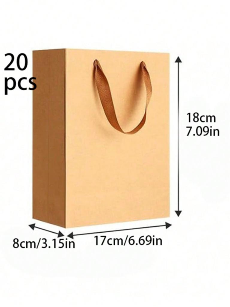 10/20pcs Gift Bags Handled Paper Bags Goodie Bags With Cloth Handles Gift Wrap Bags Shopping Bags Merchandise Bags For Business.