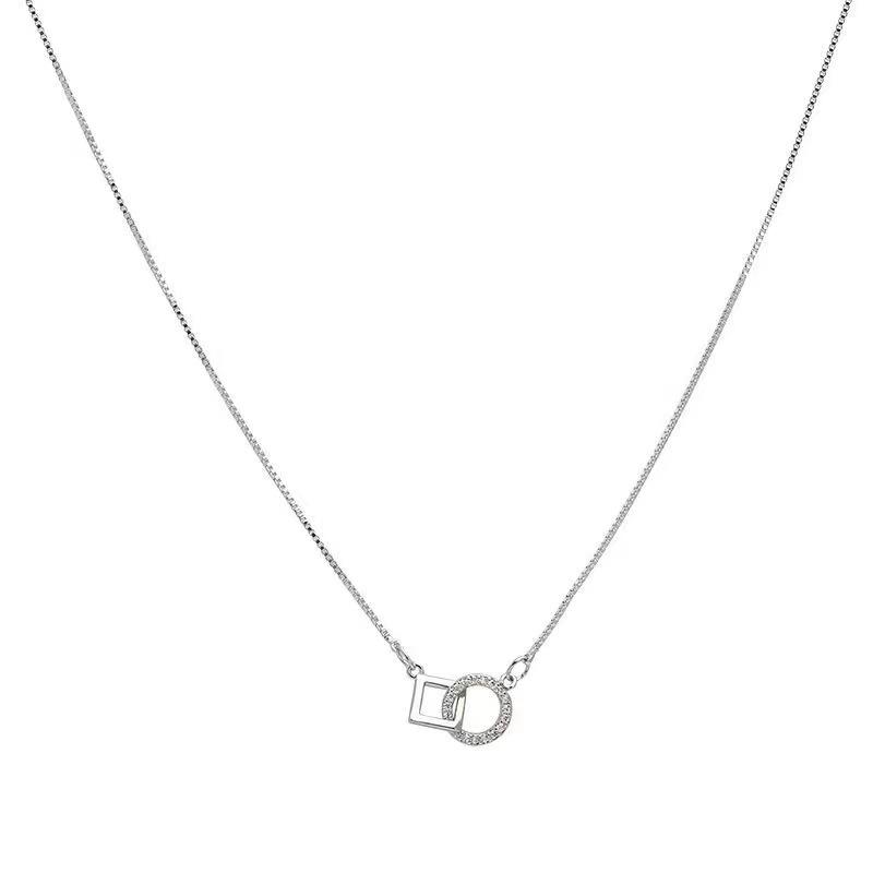 Geometric splicing square necklace women s new popular light luxury collarbone chain accessories
