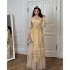 High-end Women's Dress 2025 Sequined Embroidered Three-dimensional Lace Mesh Long-sleeved Waist Dress Skirt
