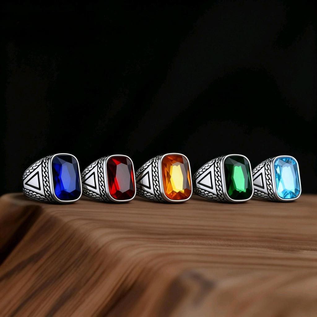 R3427 Men's High Quality 316L Stainless Steel Variety Onyx Rings Fashion Trend Jewelry