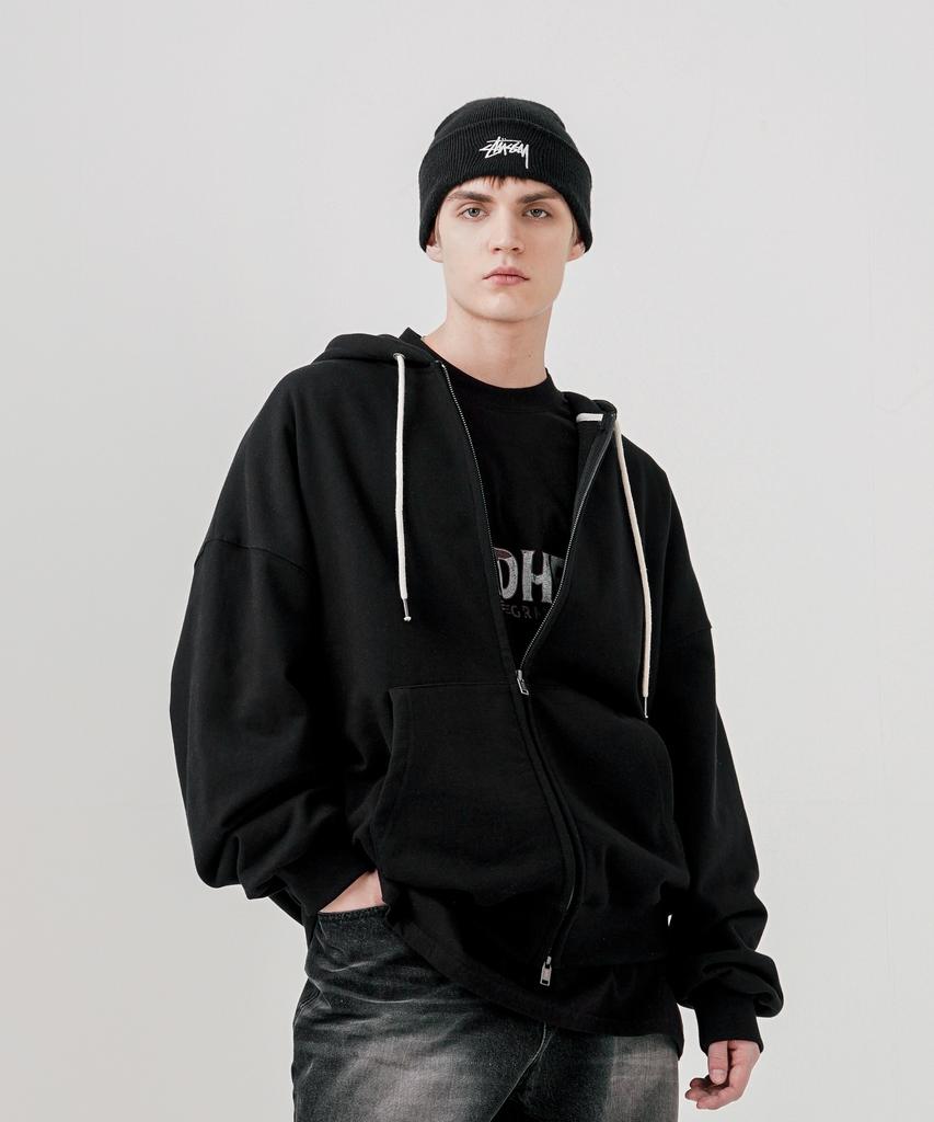 Ezkaton Over Drop Heavy Cotton Zip-Up Hoodie Black Shot6766