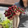 Hand-Knitted Tulip Floral Rose Sofa Throw Blanket