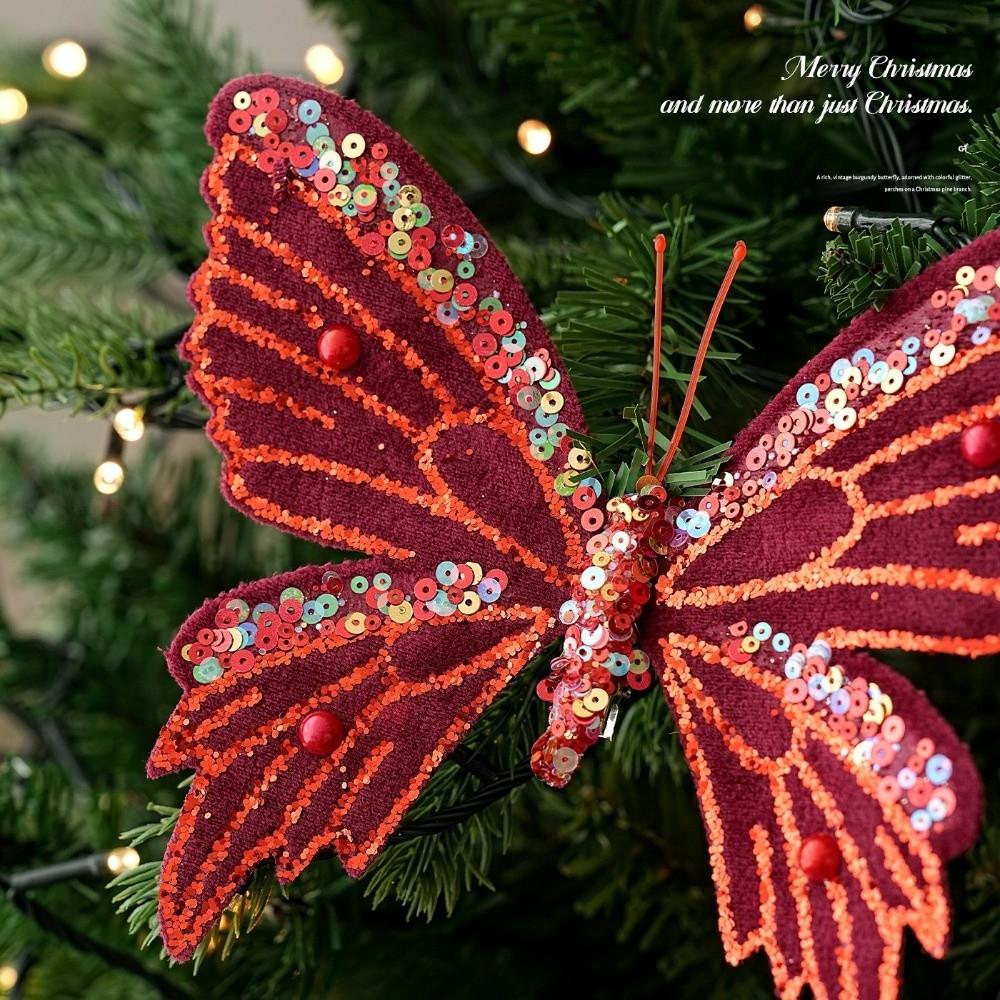 Fabric Tree Clip Sequin Bead Party Decor New Butterfly Ornament  Home Decor
