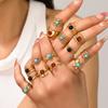 Middle East Titanium Steel Ring Female Turquoise Geometric Non-Fading Stainless Steel Ring