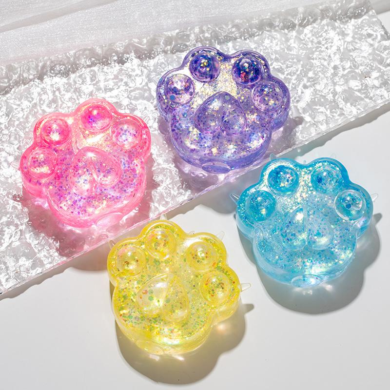 4 Barvy Kočičí Tlapka Stiskací Hračka na Uvolnění Stresu Míček na Vybíjení Fidget Hračky Taba Mačkací Decompresní Pro Kancelář Školní Třídu Svátky Dárky