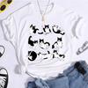 Black Cat T-Shirts Unisex Casual Loose Clothing Oversized Summer Tops Short Sleeve Clothes Black Cat Cartoon Unisex Street Tshirts