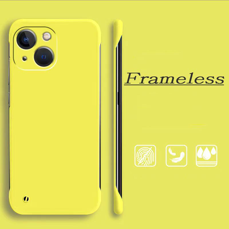 Fashion Slim Frameless Cover for iPhone 16 Pro Max 15 Plus 14 13 12 11 Pro X XR Xs Max 7 8 Plus SE2 SE3 Case Cover Hard Scrub PC Candy Color