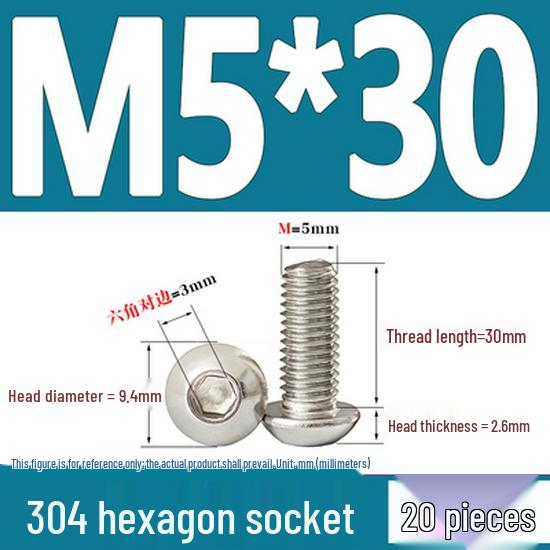 ISO7380 Stainless Steel Hex Drive Dome Head Screws - M2 to M16