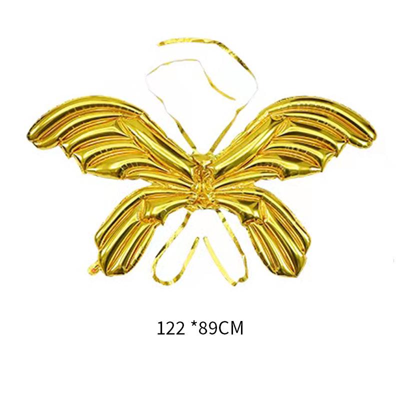 Large Iridescent Butterfly Wing Balloon (122x89 Cm) - Colorful Aluminum Film Inflatable for Photo Shoots