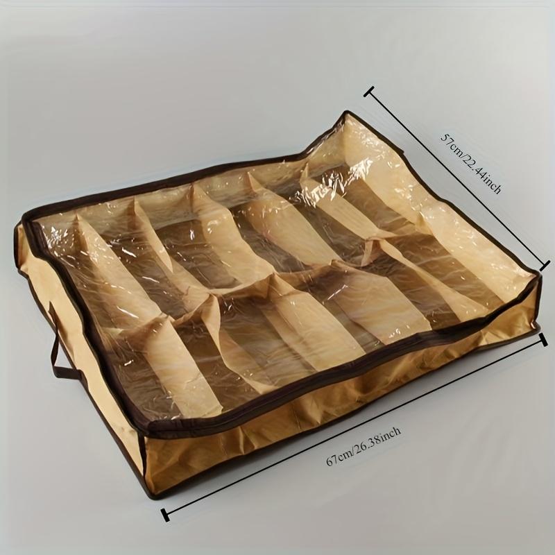 12-Fächer Transparenter Schuh-Organizer - Faltbare, Staubdichte & Feuchtigkeitsbeständige Schuhaufbewahrungsbox für Schlafzimmer Unterbett Schuh-Organizer