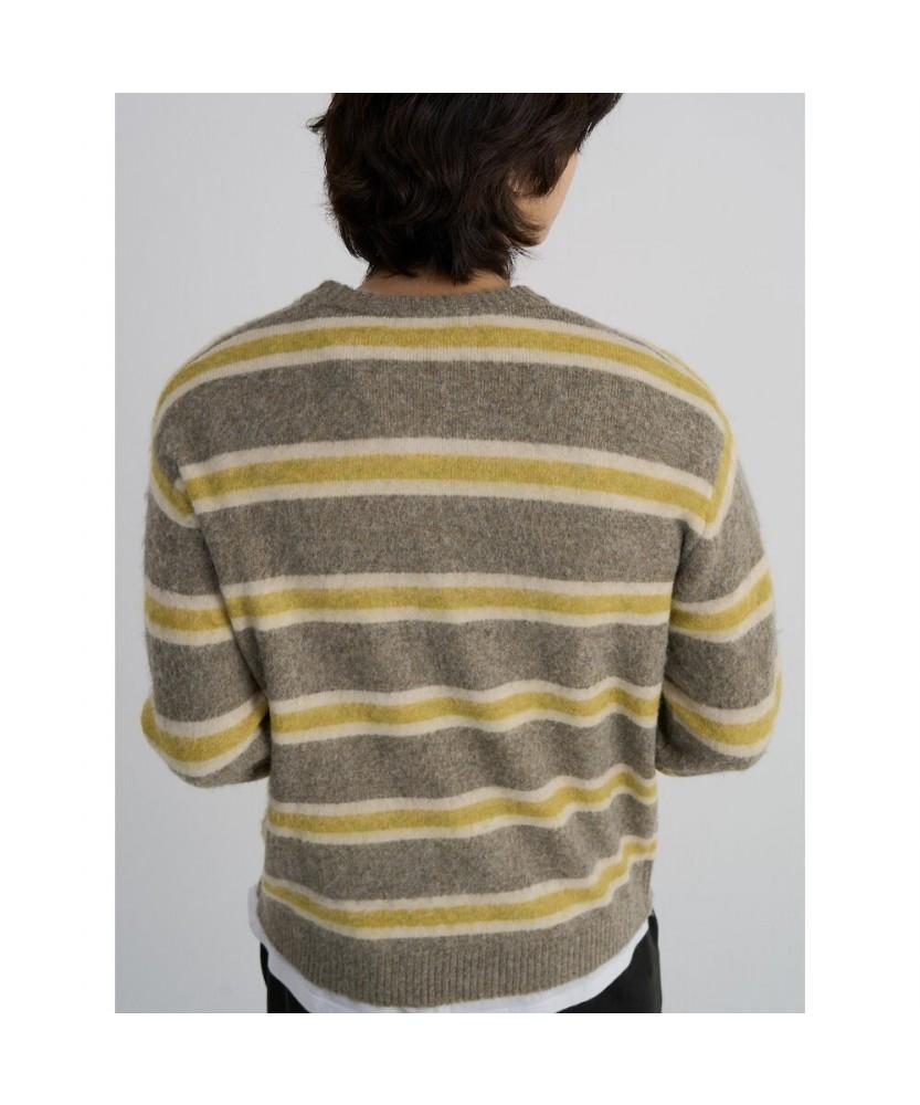 8SECONDS Multi-Stripe Brushed Round Knit Beige