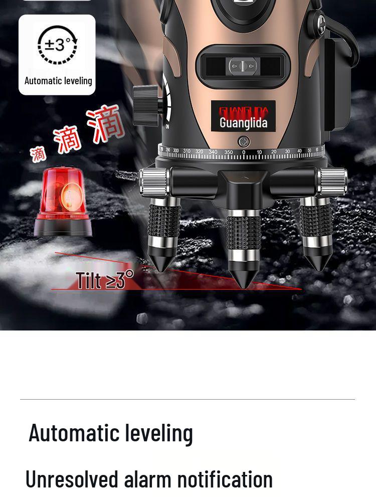 High Precision Outdoor Green Laser Level: 2, 3, 5 Line Infrared, Auto-Leveling with Blue Light LD.