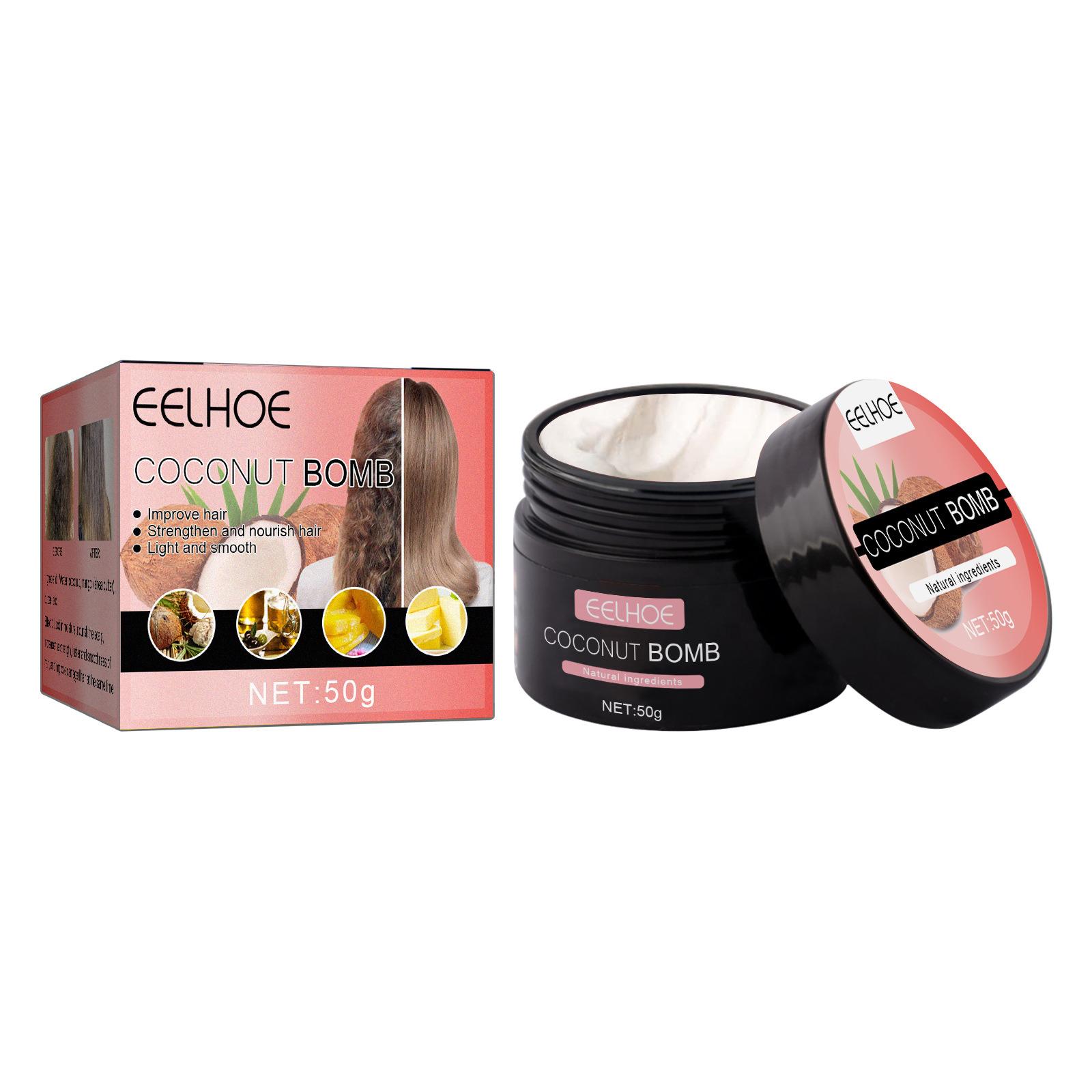 

Питательная маска для волос с кокосом Eelhoe, восстановление повреждений, мягкие волосы, кератин, коллаген, шелк, уход за кожей головы, удлинение, витаминная сыворотка 50g