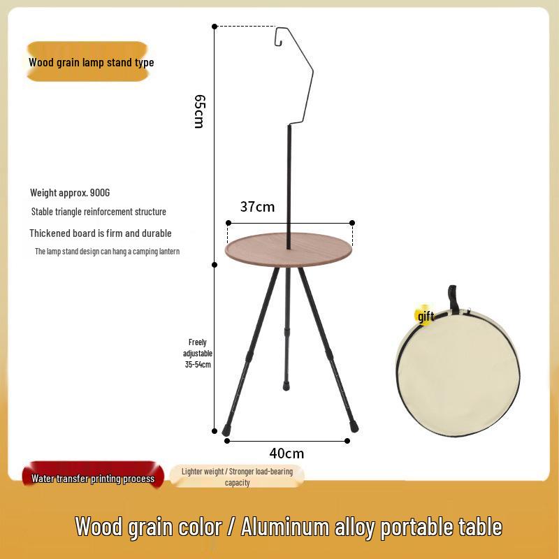 Adjustable Aluminum Folding Outdoor Table with Lamp Holder for Camping and Motorcycle Touring