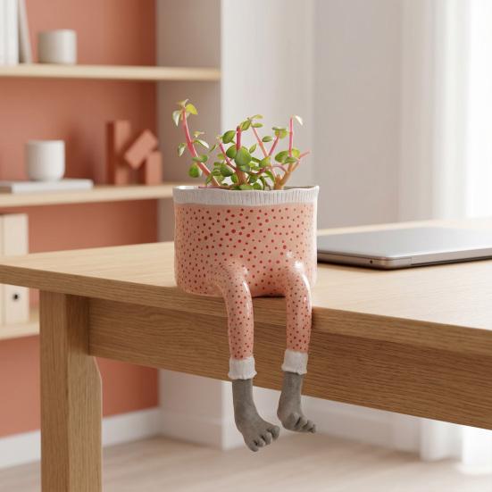 Flowerpot Lower Body Design Resin Mini Planter Flower Plant Pot Ornament Indoor Outdoor Table Wall Decoration