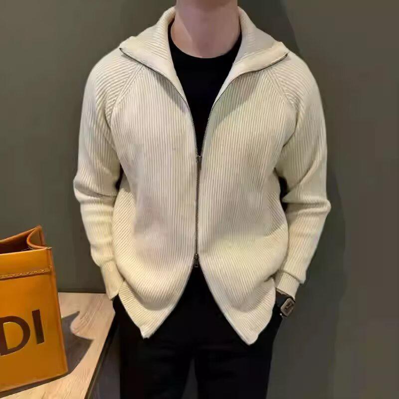 

Унисекс кардиган с высоким воротником и молнией Margiela - Осень/Зима, однотонный трикотаж Large белый