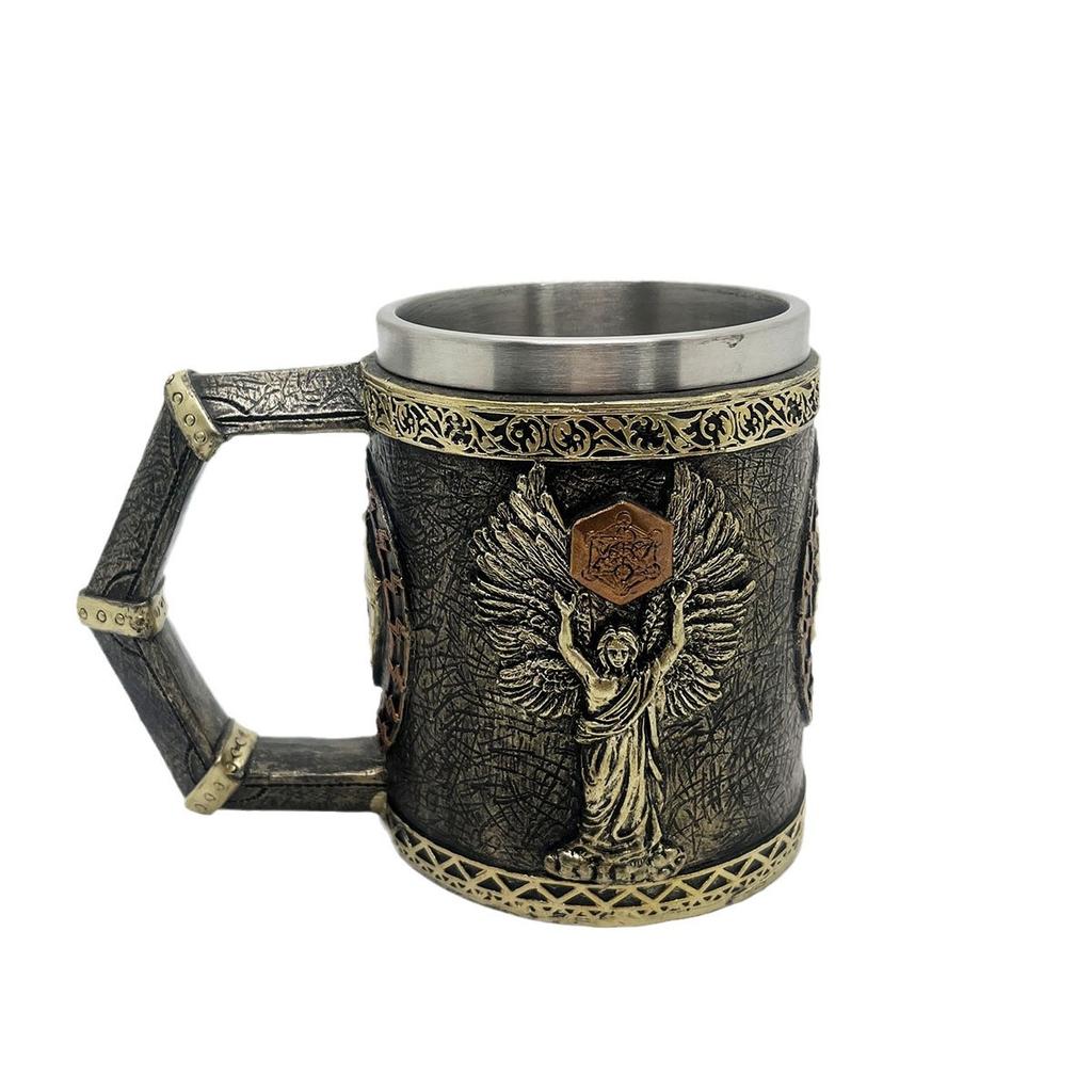 Valkyrie Legend Myth Viking Norse God Shape Stainless Steel Mug, Retro Shape Coffee Cup Beer Cup