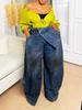 European and American New Retro Old Washed Reverse Waist Women's Jeans Wholesale