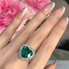 Luxurious Green Palaiba Heart-shaped Zircon Ring for Women's Fashion Instagram Pop Engagement Bride Jewelry