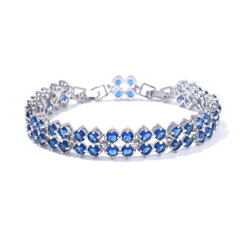 Luxury Inlaid Colored Gemstones Roman Bracelet Synthetic Cubic Zirconia Colored Diamonds Crystal Zircon Party Versatile Bracelet