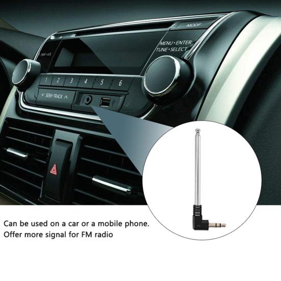 Portable Mini 3.5mm FM Radio Antenna Connector Telescopic for Car Mobile Phone