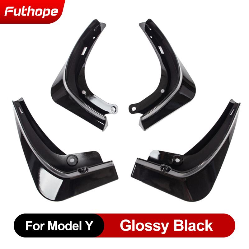 4Pcs/Set New Energy Car Mud Flaps For Tesla Model 3 Model Y -23 Mudguards Splash Guards Fender Matte Black Carbon Fiber