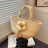 Portable Straw Woven Tote Bag High-capacity Flower Bucket Bag Handmade All-Match Handbag Beach
