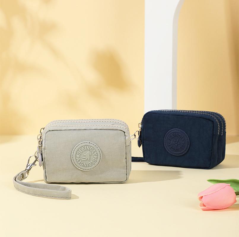 Three Layer Nylon Coin Purse  Portable Wallet Women Men Waterproof Money Bags