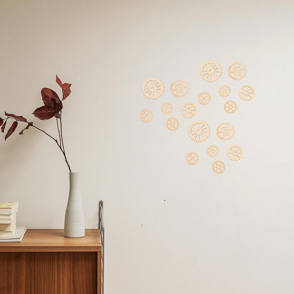 Happyyami 50pcs Wooden Gear Wheels Decoration Wooden Slices Wooden Decoration Wooden Cutouts Tags DIY Art Crafts (Mixed Style)