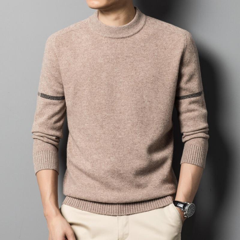 Wollpullover für Herren, Winter, neue Wolle, Rundhalsausschnitt, gestrickt, Hemd mit Boden, warmer Pullover für Herren