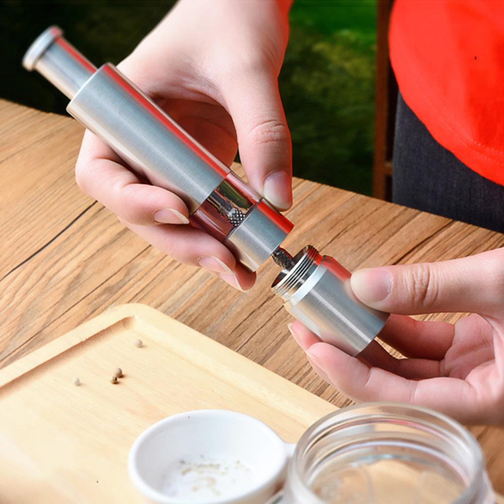 2-in-1 Pfeffer-/Salzmühle Edelstahl Kleine Pfeffermühle Küche Premium Manuell Drucktyp Gewürzmühle Küchengerät