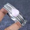 Pink Opal Gemstone 925 Sterling Silver Cuff Bangle 7.5"