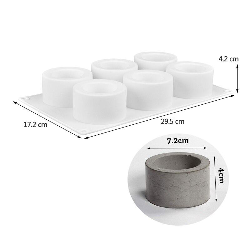 Moule en Béton Cylindrique à 6 Trous Moule Pot de Fleur en Silicone Pot pour Succulentes Moule à Ciment Décoration de Bureau
