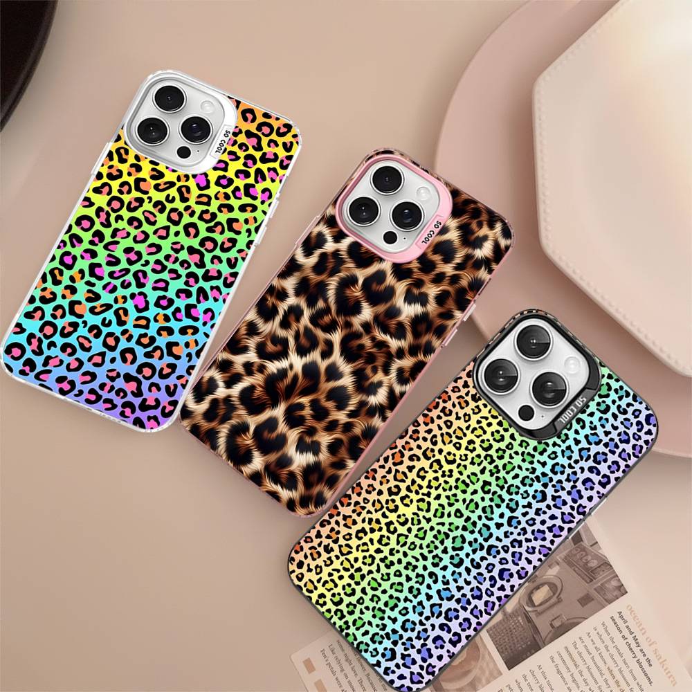 Classic Leopard Cheetah Phone Case For IPhone 17 16 15 14 13 12 11 Pro Max Plus Color Silver Cover
