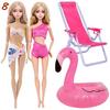 4 Przedmioty Akcesoria do Kostiumów Kąpielowych dla Lalki 2x Kostium Kąpielowy Bikini 1x Leżak Plażowy 1x Nadmuchiwany Koło do Pływania 30CM Ubranka dla Lalki 11,8 Calowa Zabawka Lalka