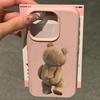 Lychee Pattern Frosted Anti-Fall Phone Case For iPhone 16 Pro Max 15 14 13 12 11 XS Max X XR 16 Plus With Teddy Bear Print Cover