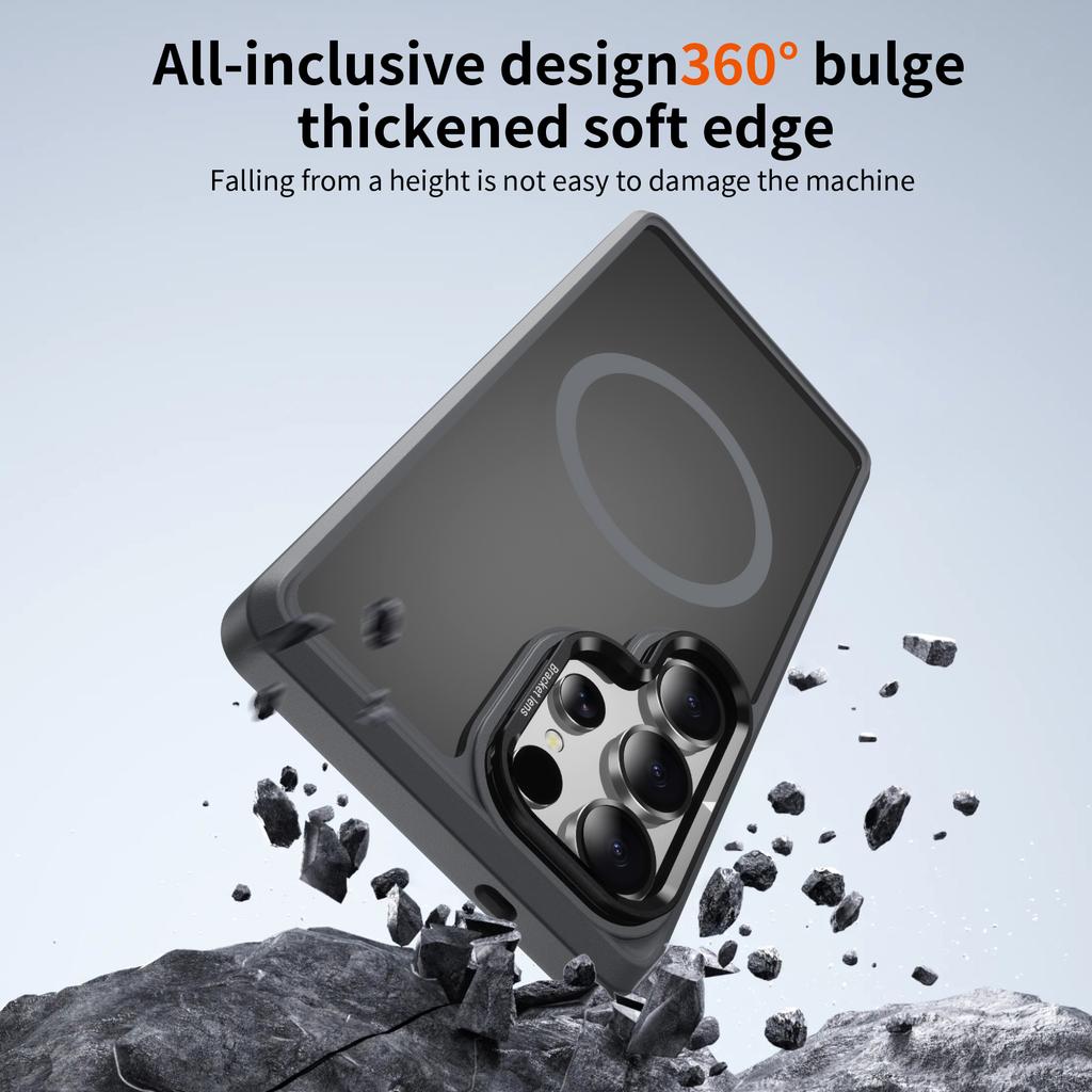 Camera Lens Kickstand Holder Shockproof Case for Samsung Galaxy S26 S24 S25 S23 Plus Ultra For Magsafe Matte Bumper Armor Cover