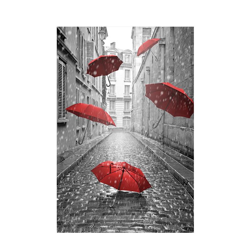 

Черно-белый городской пейзаж Красный зонтик Картина на холсте Современное настенное искусство Постеры и принты Картины для гостиной Домашний декор 21x30cm No Framed